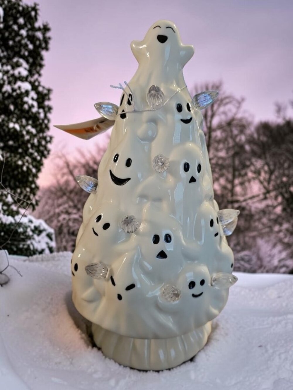 LED Lighted Ceramic Tree – Holiday Tabletop Décor 4.6 x 4.6 x 8.7